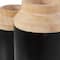 Black Wood Colorblock Vase with Light Brown Wood Tops Set